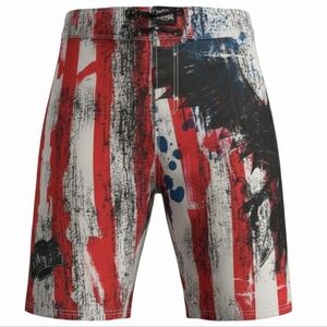 Men's Graphic Athletic Shorts - Red, Black, Blue